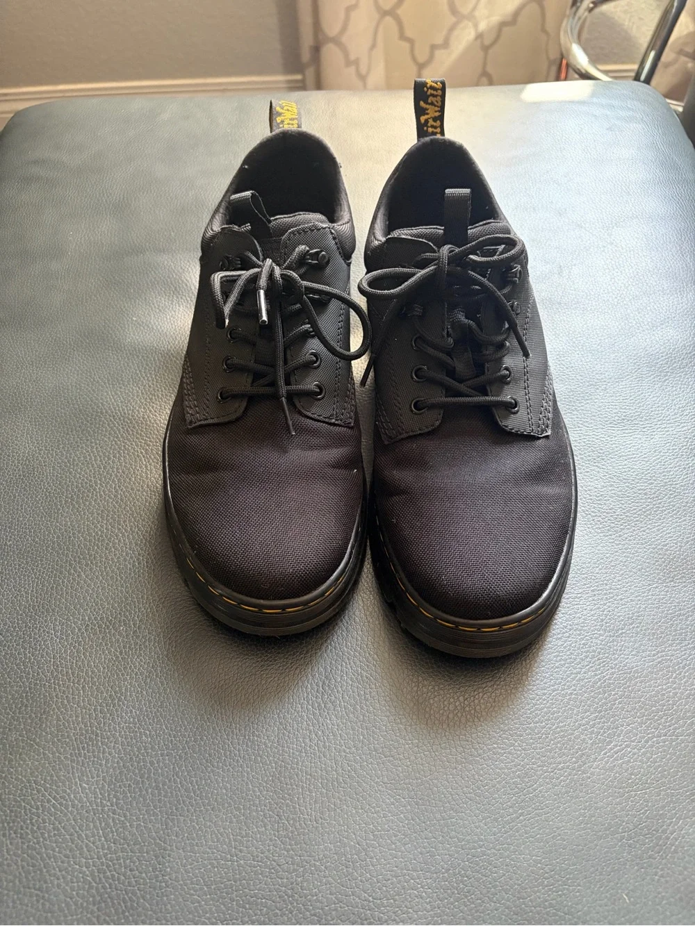 Dr. Martens Black Canvas Oxford with Yellow Stitching